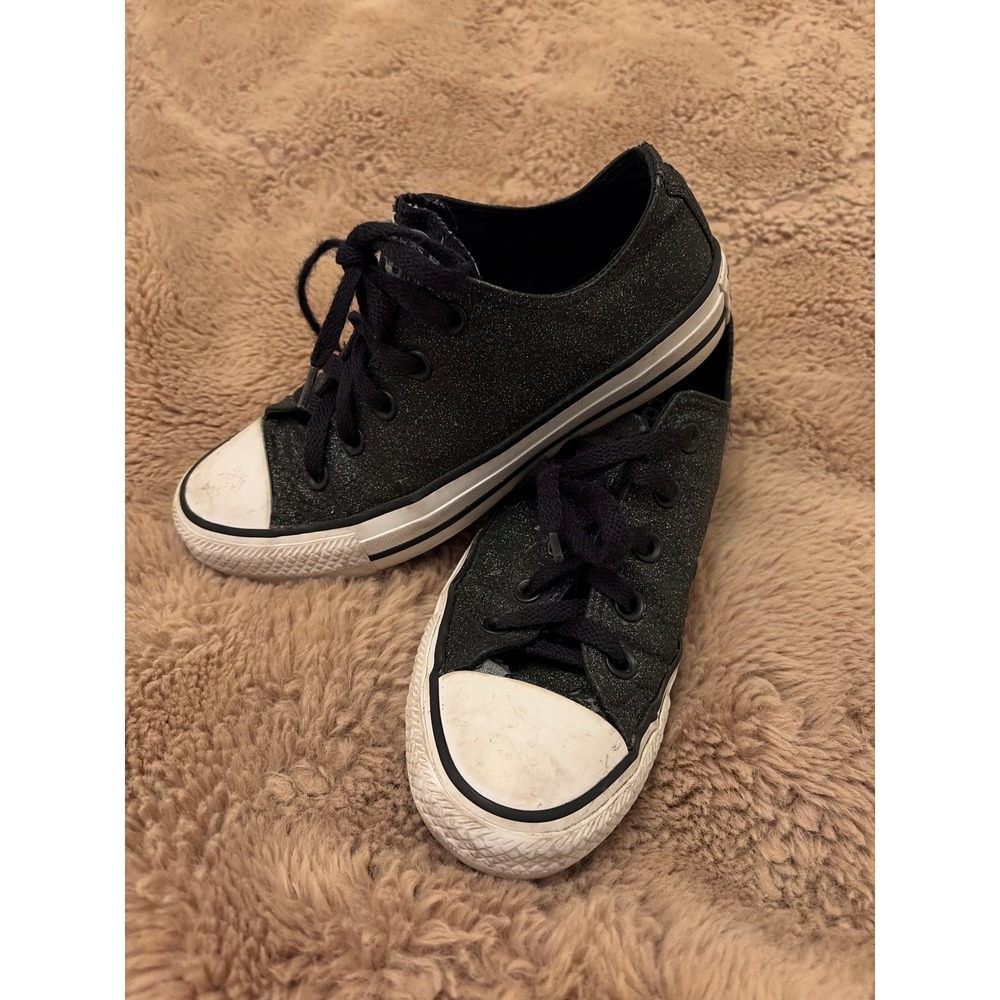 Converse Chuck Taylor All Star Low Top Black Glitter Sneakers Shoes 6.5 Womens